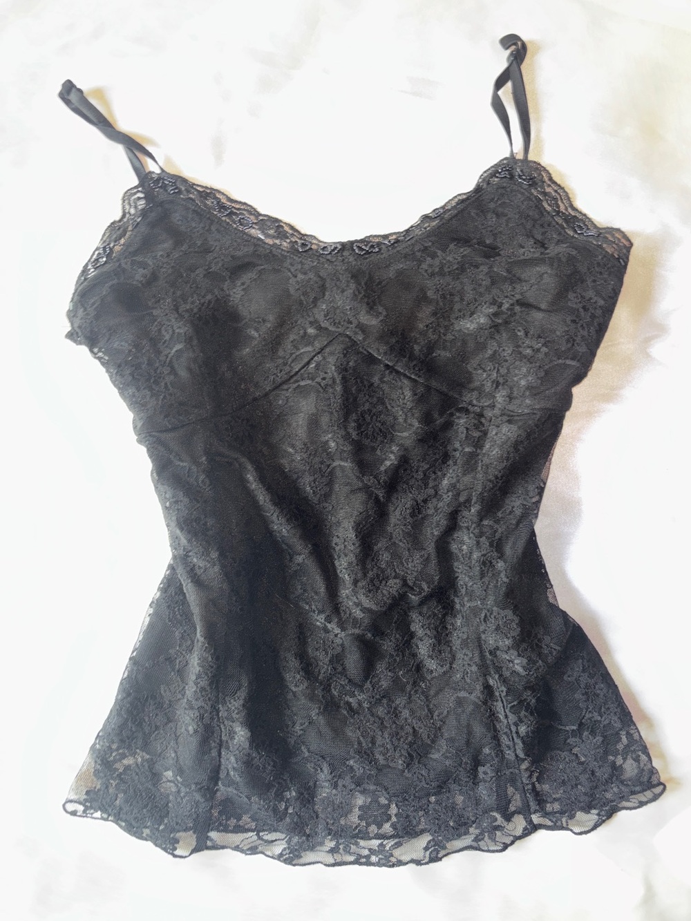 Grunge y2k goth Black Lace Camisole Top - Classic Women's Lace Tank